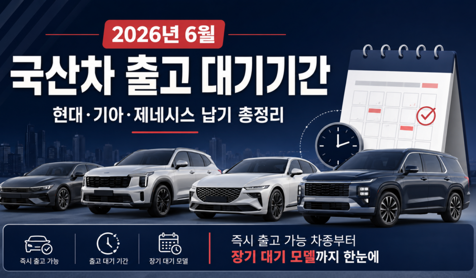 2026년 6월 현대 기아 제네시스 국산차 출고 대기기간 총정리