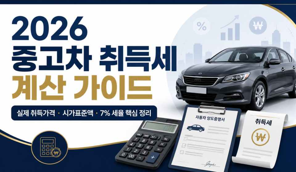 2026년 중고차 취득세 계산 가이드 대표이미지