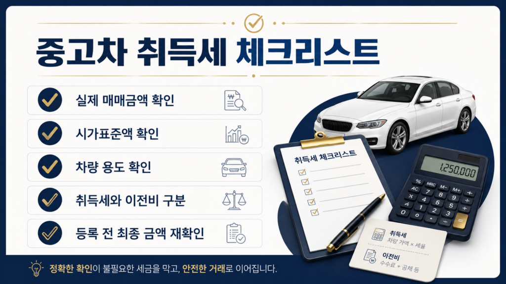 중고차 취득세와 이전비 확인 체크리스트