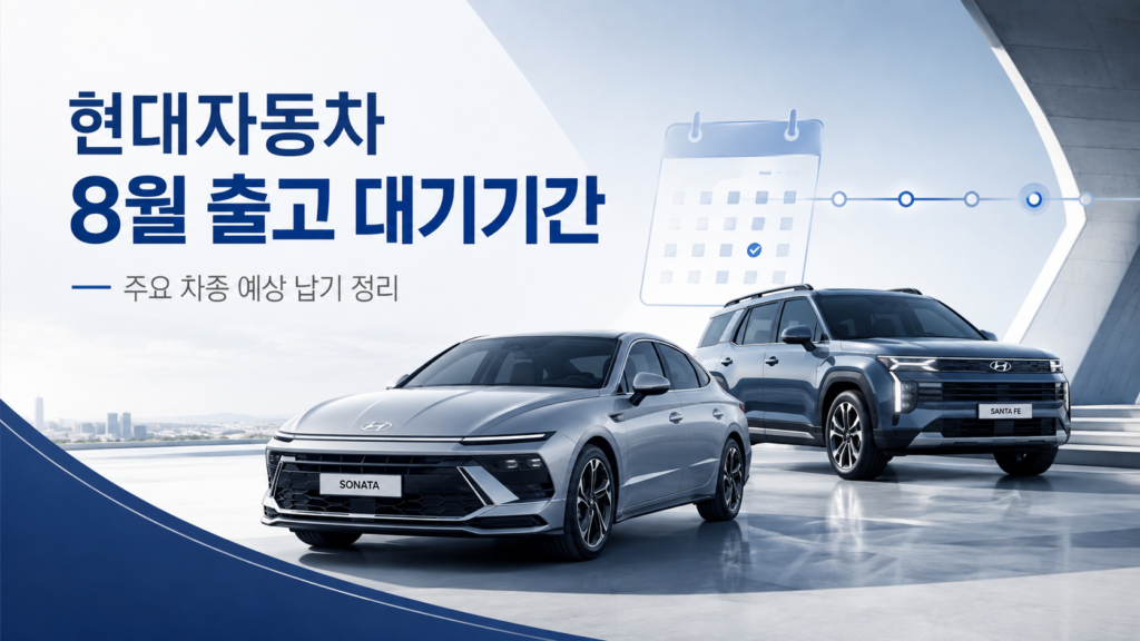 현대자동차 2026년 8월 주요 차종 출고 대기기간 안내 이미지