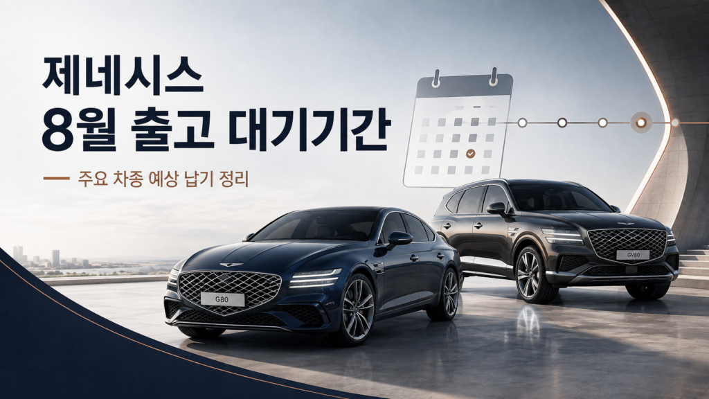 제네시스 2026년 8월 주요 차종 출고 대기기간 안내 이미지
