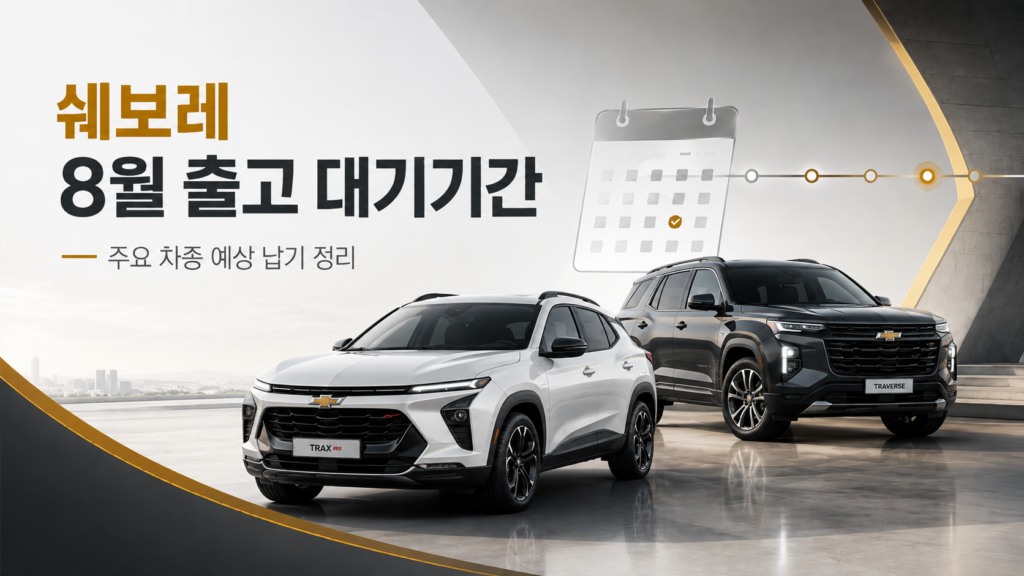 쉐보레 2026년 8월 주요 차종 출고 대기기간 안내 이미지